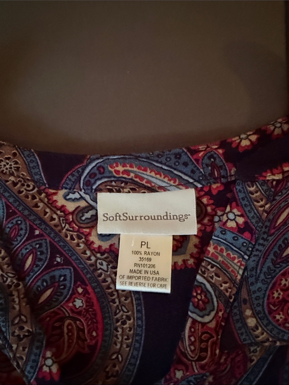 Soft Surroundings Navy Paisley Button-Front Tunic - Picture 3 of 3